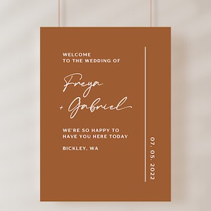 Welcome Sign Template | Terracotta Welcome Poster Printable | Earth Tone Bohemian Wedding DIY | Canva Template