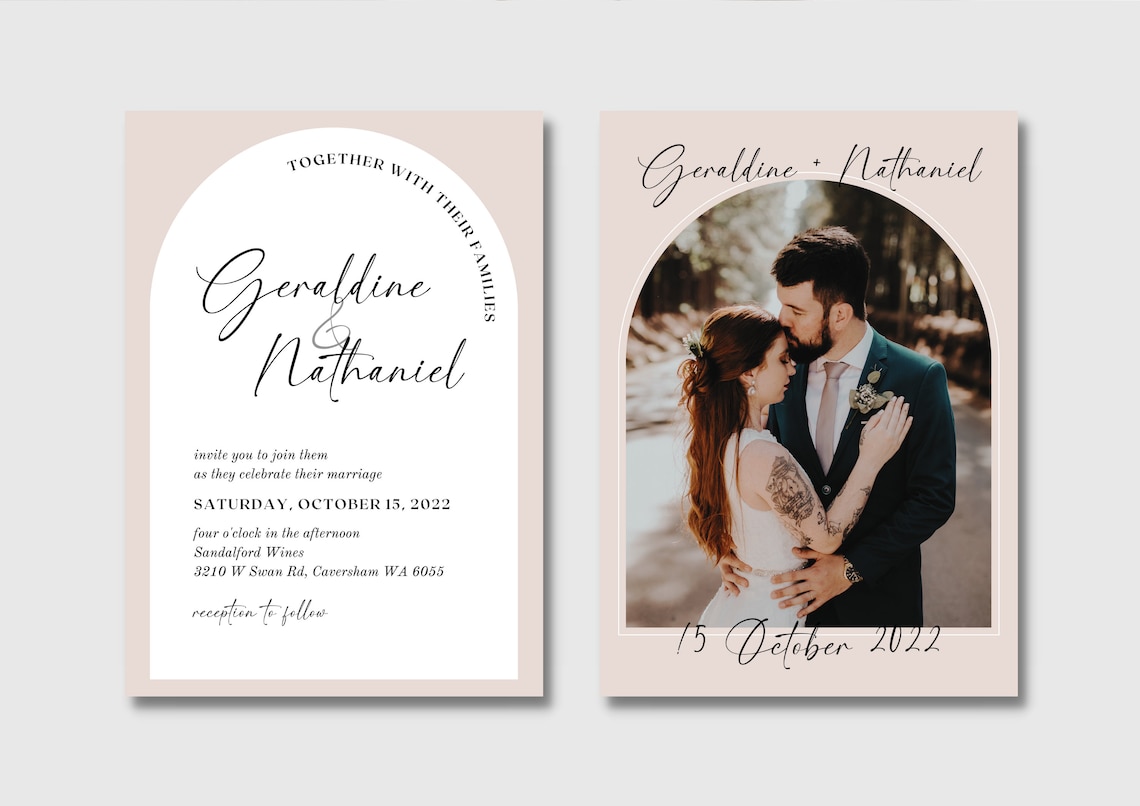 Arch Photo Wedding Invitation Template Arch Wedding Etsy