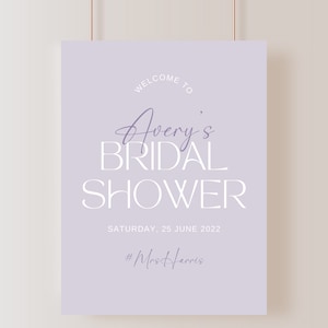 Lavender Bridal Shower Sign | Printable Bridal Shower Welcome Sign | Welcome Sign Template | Purple Bachelorette Party