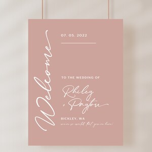 Dusty Rose Wedding Welcome Sign | Dusty Pink Welcome Wedding Board Template 18x24, 24x36 | Instant download | Canva Template