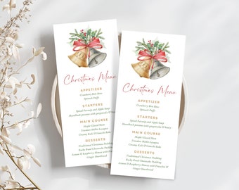 Christmas Menu Card | Christmas Party Menu | Holiday Menu Card | Printable Menu Template | Instant Download