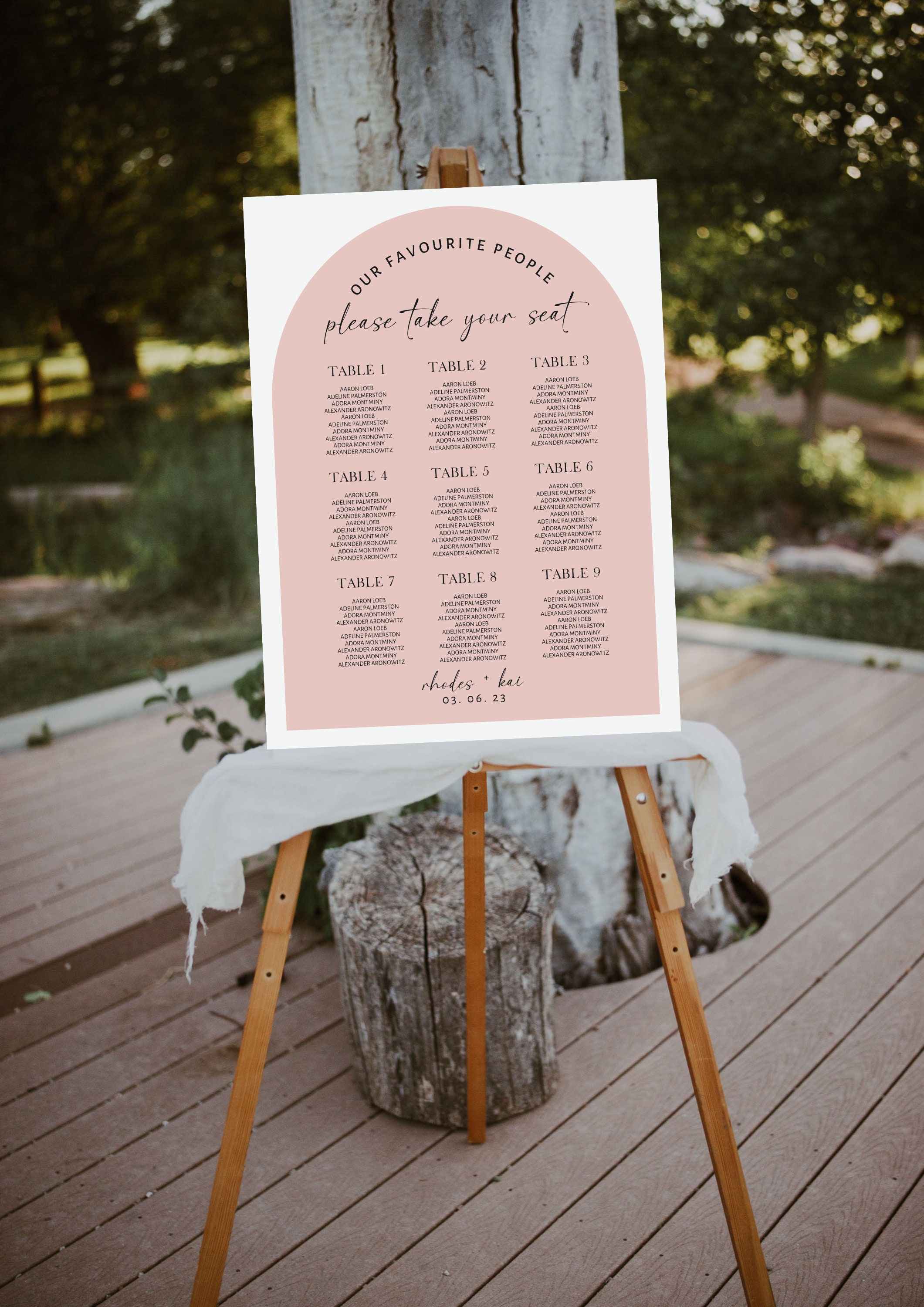 Arch Seating Chart Template Wedding Seating Chart 18x24, 24x36 Boho