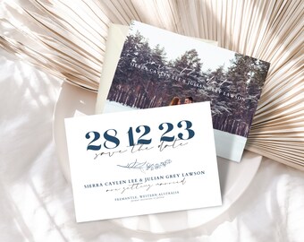 Modern Save the Date Template | Photo Save the Date | Minimalist Save the Date Cards | Editable Canva Template