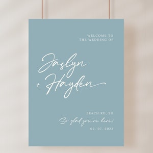 Dusty Blue Wedding Welcome Board Template | Welcome Wedding Sign 18x24, 24x36 | Instant download | Canva Template
