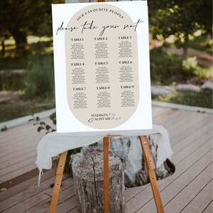 Oval Wedding Seating Chart Sign | Modern Seating Chart Template ...