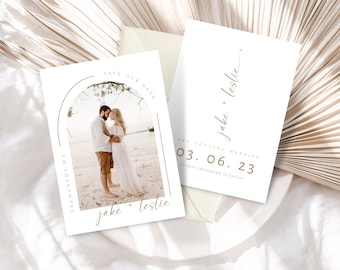 Minimalist Save The Dates | Photo Save The Dates Template | Wedding Announcement | Arch Save The Date Template | Printable Canva Template