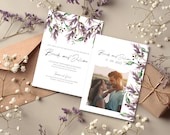 Dusty Purple Greenery Wedding Invitation Template | Lavender Printable Editable Wedding Template | Canva Template
