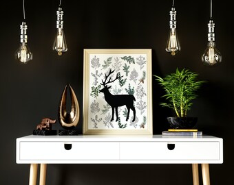 Deer With Winter Foliage Digital Print