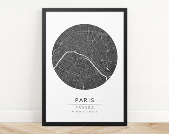 Paris Map Print - City Print, Paris City Map Print, City Map Prints, Map Print Poster, Custom Map, Personalised Gift