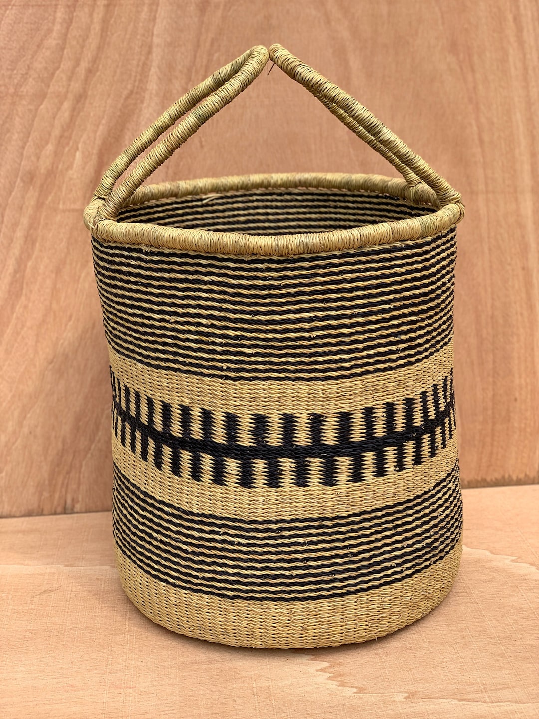 Tall Handwoven Floor Basket for Storage, Laundry, Blankets, Toys or
