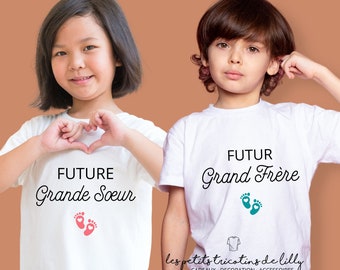 Tee-shirt enfant annonce grossesse "Futur.e Grand Frère / Grande Soeur"