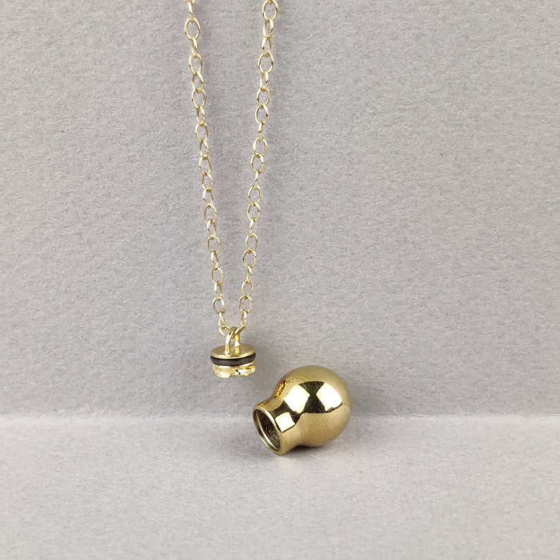 Nitro Pill Pendant Necklace, Polished 14K Gold Plated Brass, Waterproof