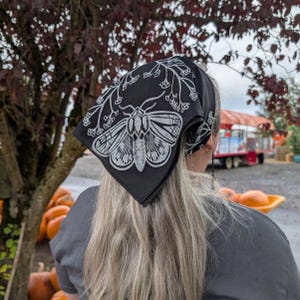 Tiger Moth and Floral Stamped Cotton Bandana