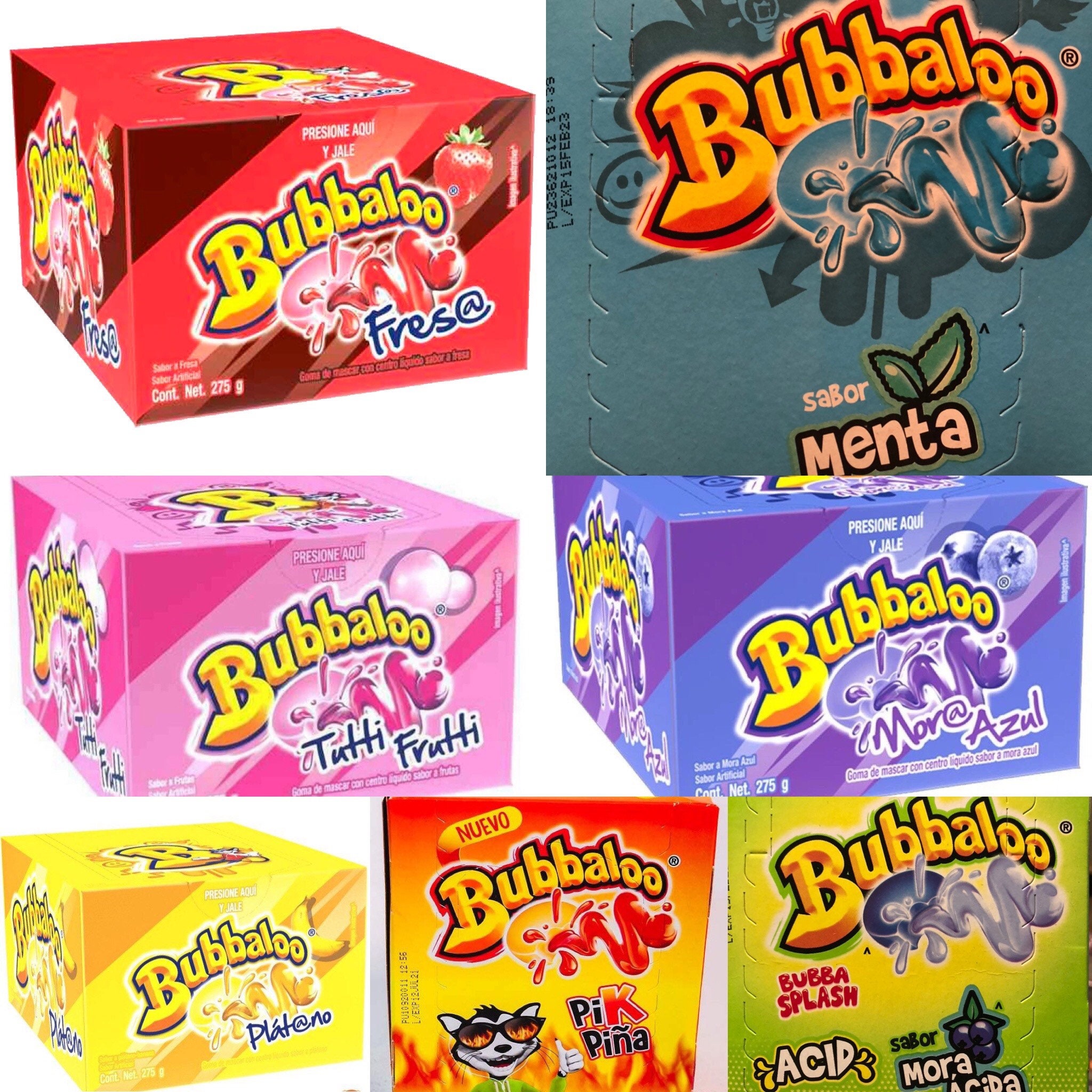Bubbaloo Gum Choose Your Flavor Plátano Fresa Menta Tutti Etsy