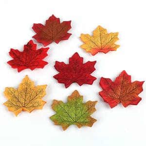 Kunstseide Ahorn Blätter 20 Stück Bunt Gemischt Dekorationen Herbst Blatt Für Art Craft DIY Applikation ~ 8cm