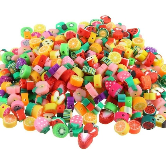 50pcs Mixed Fruit Spacer Beads Cute Clay Fruit Sliced Beads Polymer Clay  Beads Diy Bracelet Beading For Diy Jewelry