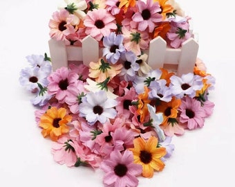 Artificial Silk Flower Gerbera Heads ~3.5cm Wreath Bouquet Craft Decoration Accessories Mixed Colours 20pcs