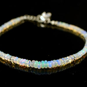 Fire Opal Beaded Bracelet Fire Opal Bracelet, Natural Ethiopian Opal Bracelet Opal jewelry Opal Gemstone Opal Beads Bracelet Opal stone