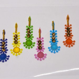 Bindis de cristal largo multicolor, Bindis indios, Bindis largos de lujo, Bindis de lujo, Bindis de Bollywood, pegatinas autoadhesivas, regalo de Navidad
