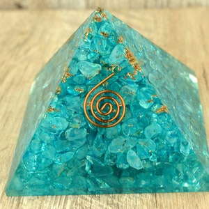 Increase Optimism & Self Respect Blue Aventurine Crystal ORGONITE PYRAMID Stone of Wealth