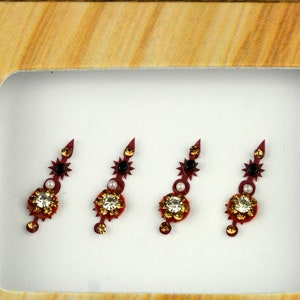 Venta de Bindi de diamantes de fantasía granate, diamante Bindi largo granate, tatuaje de danza del vientre