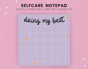 Doing my Best | Self Care Notepad | Self Love Notepad | Printable Memopad | Printable Notepad | Notepad