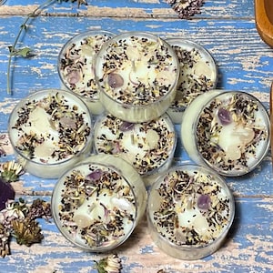 Honeysuckle Jasmine Tea Lights, Soy Tea Lights, Crystal Candles, Botanical Candles, Aromatherapy Candles, Gemstone Candles, Quartz Candles