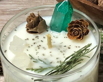 Christmas Tree Scented Candle, Fresh Cut Fir Tree Soy Quartz Candle, Crystal Candle, Holiday Candle, Christmas Tree Candle, Botanical Candle