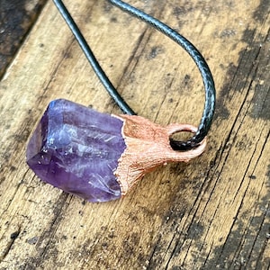 Amethyst Pendant, Copper Electroformed Amethyst, Copper Jewelry, Handmade Jewelry, Amethyst Necklace