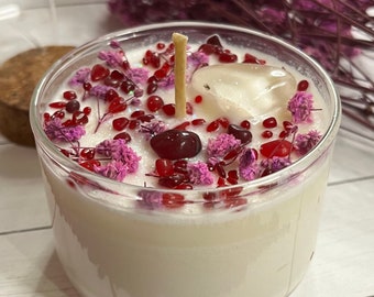 5 oz Cherry Blossom Soy Crystal Candle, Hand Pored Candle, Cherry Blossom Scented, Crystal Candle, Botanical Candle