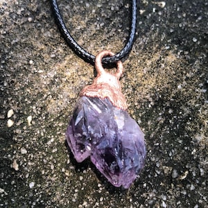 Amethyst Pendant, Copper Electroformed Amethyst, Copper Jewelry, Handmade Jewelry, Amethyst Necklace
