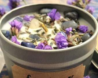 Very Vanilla Soy Botanical Candle, Crystal and Gemstone Candle, Soy Candle, Vanilla Scented Candle