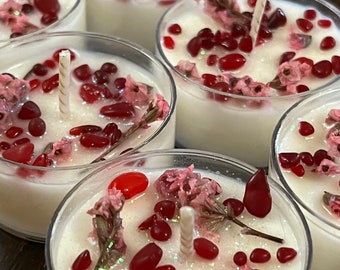 Velas de té de flor de cerezo, Velas de té de cuarzo, Velas de té florales, Vela de cristal, Velas de té botánicas, Velas aromáticas florales