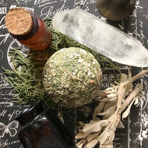 Sacred Smudge Round Candle, Botanical Candle, Ritual Candle, Altar Candle, Intention Candle