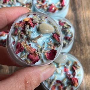 Blue Raspberry scented Tealight candle, Soy Candle, Quartz Candle, Botanical Candle, Gift Candle, Blue Candle