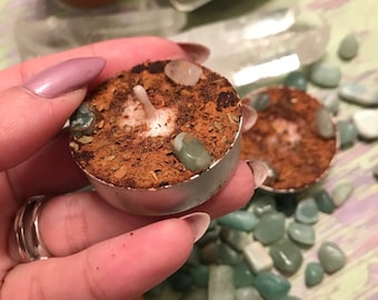 Glücksteelichter, mit Kräutern angereicherte Ritualkerzen, 6er-Set