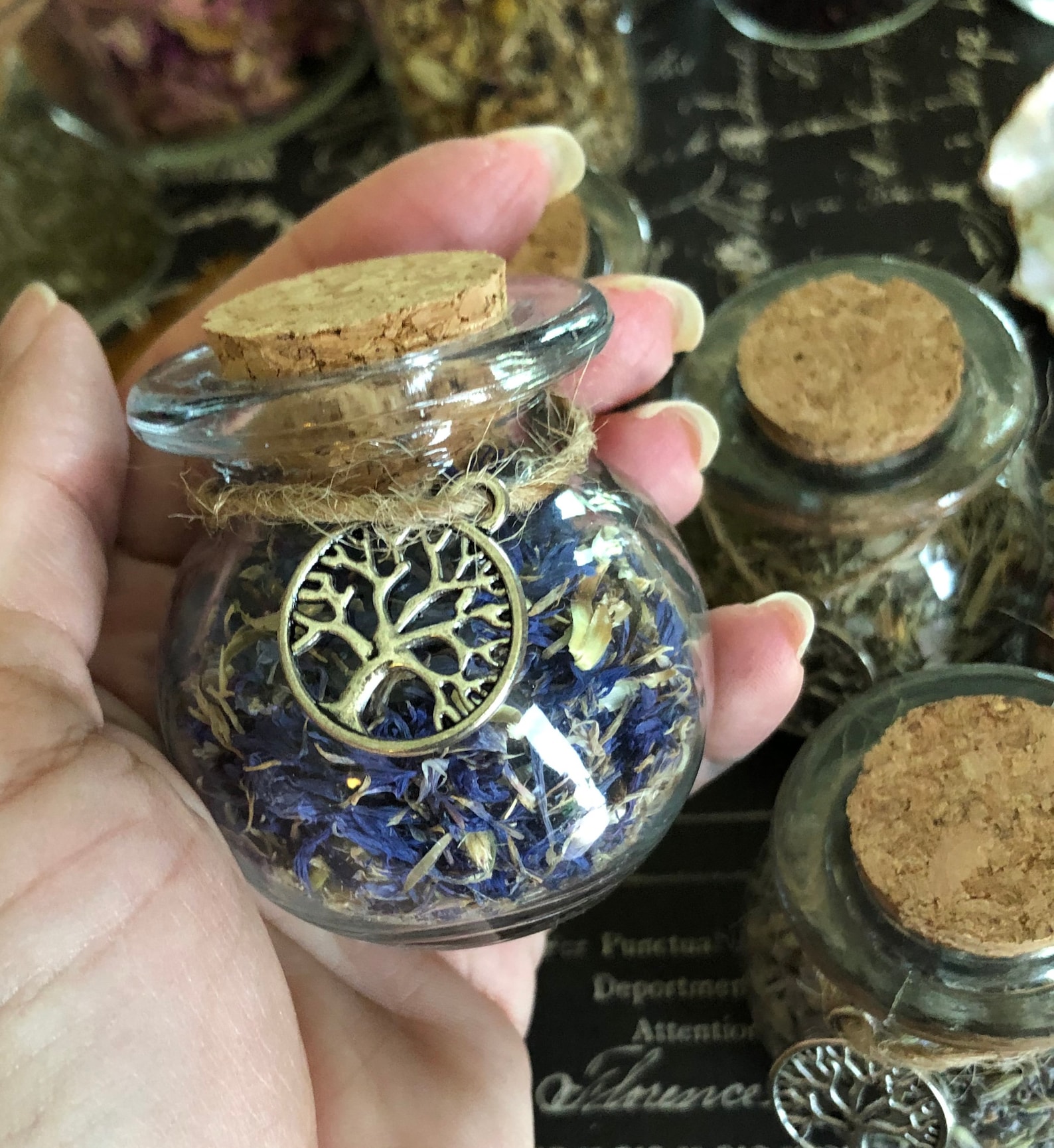 Glass Herb Jars You Pick Herbs/botanicals Resin Jars Herb Etsy