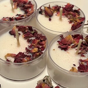 White  Rose Scented Soy Tea Lights, Botanical Tea Lights, Tea Lights Candles, Floral Candle, Rose Candles, Rose Petal Candle