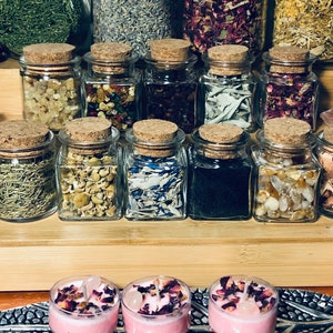 Glass Herb Jars, You Pick Herbs/Botanicals, Resin Jars, Herb Jars, Spell Jars, Witches Jars, Glass bottles, Botanical Bottles, Spell Herbs