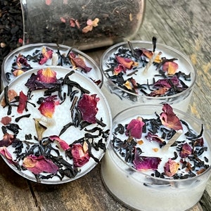 Sandalwood Rose Botanical Tea Lights, Herbal Tea Lights, Calming Candles, Soy Candles