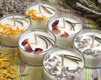 Velas de té botánicas de lavanda y vainilla, velas veganas de soja, velas de hierbas, velas de té botánicas, velas de té, con aroma a lavanda