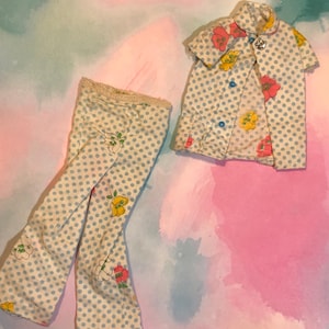 1972 Francie Blue Button sleepy Time Pajamas, Vintage Barbie Doll Clothes