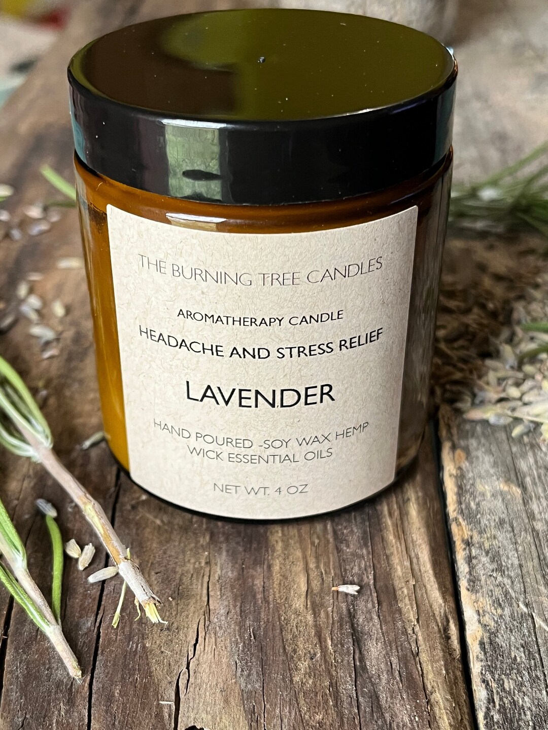 Headache and Sress Relief Lavender Candle, Lavender Oil, Aromatherapy