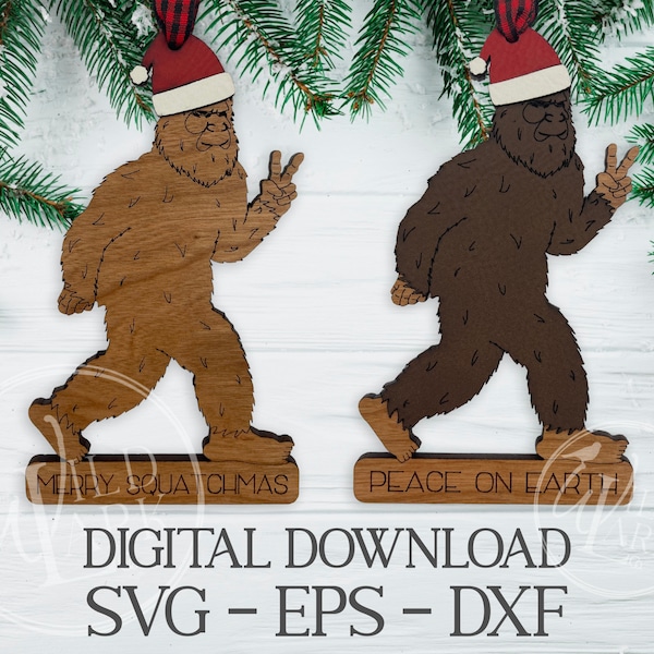 Laser Cut Santa Squatch Ornament Design File - SVG, DXF, EPS