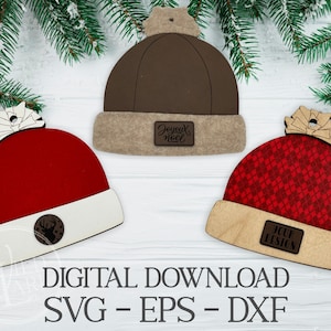 Laser Cut Winter Hat Ornament Design File - SVG, DXF, EPS