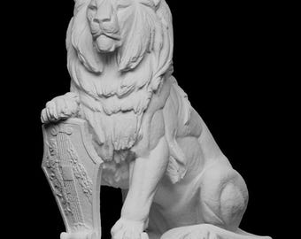 3Dプリントされたライオンと蛇の像 - パリのルーブル美術館に