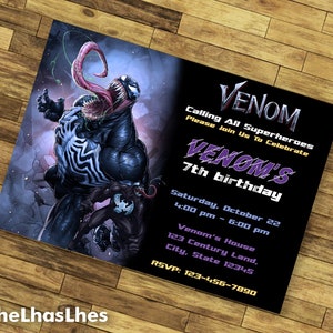 Venom Superhero Birthday Invitation, Venom, Venom Superhero, Superhero, Venom Superhero Invitation