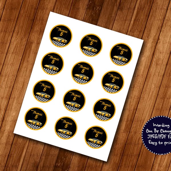 Lamborghini Yellow Car Cupcakes toppers | Lamborghini Cupcake Toppers Birthday FREE Additional For Your NAME!! and Easy To Print