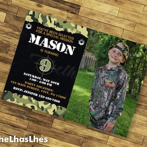 Camo Military Army Birthday Invitation, Army Birthday Invitation, Camo Army