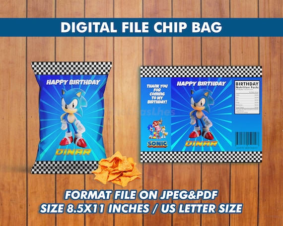Chip Bag Sonic Birthday Birthday Invitations, Chip Bag Sonic Invitation, Chip Bag Sonic Birthday, Chip Bags, Chip Bag Template